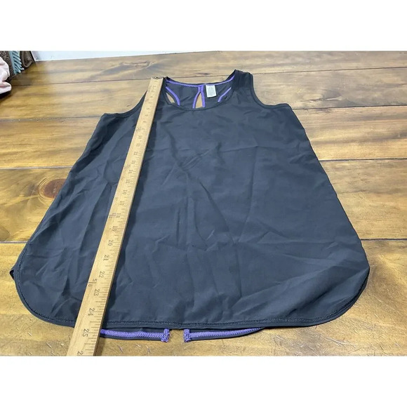 Ivivva by Lululemon Girl’s Cut Out Design Tank Top Size 14 Black Purple - Picture 3 of 7